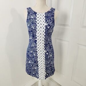 Lilly Pulitzer For Target Dress Womens 6 Blue Fish Print Upstream Costal Resort